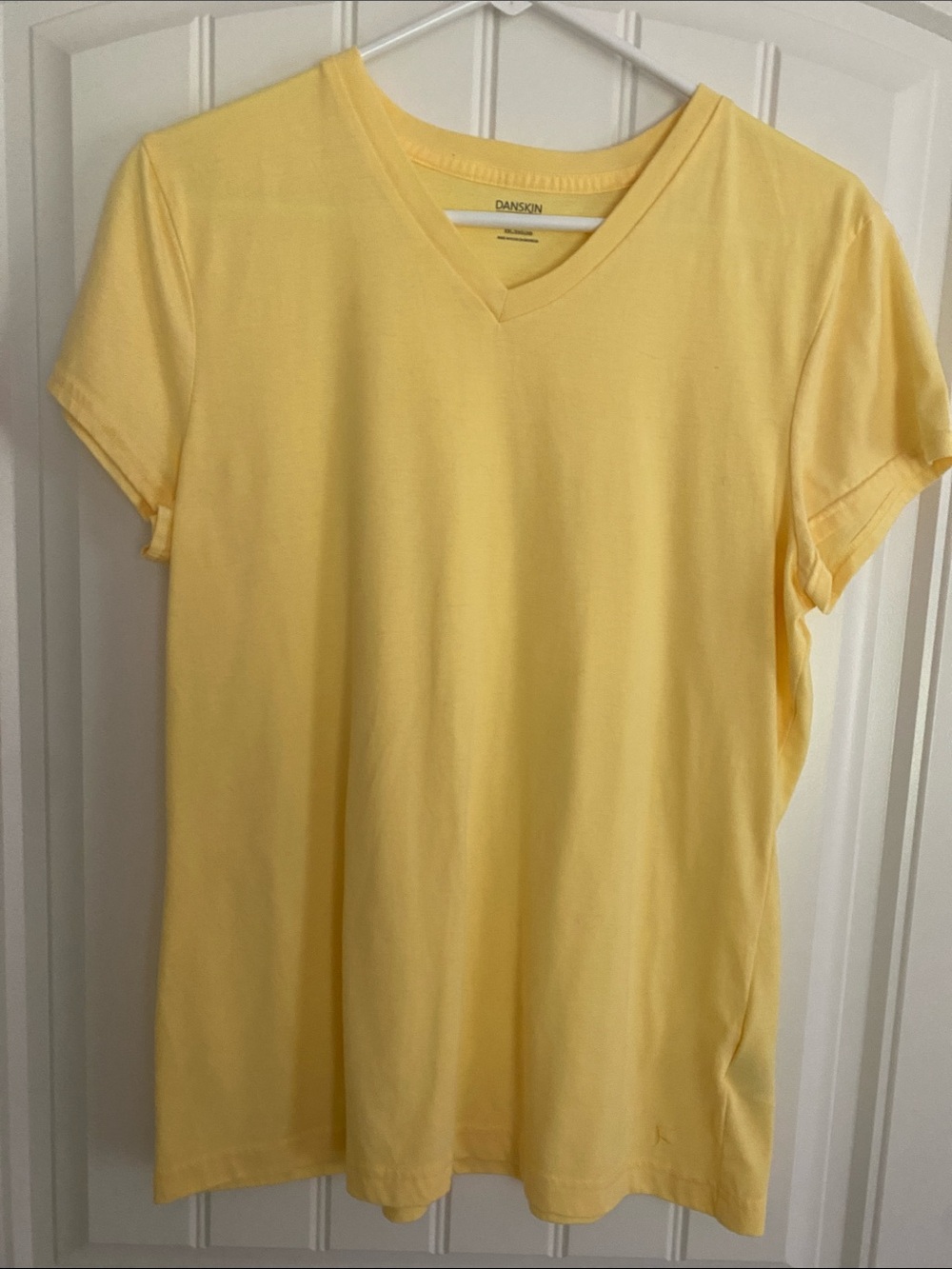 Danskin Yellow V-Neck Short Sleeve Tee